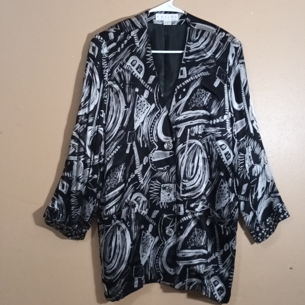 COPY - Women's Vintage 1980s Casien Swinger Size M Black And Gray Blazer